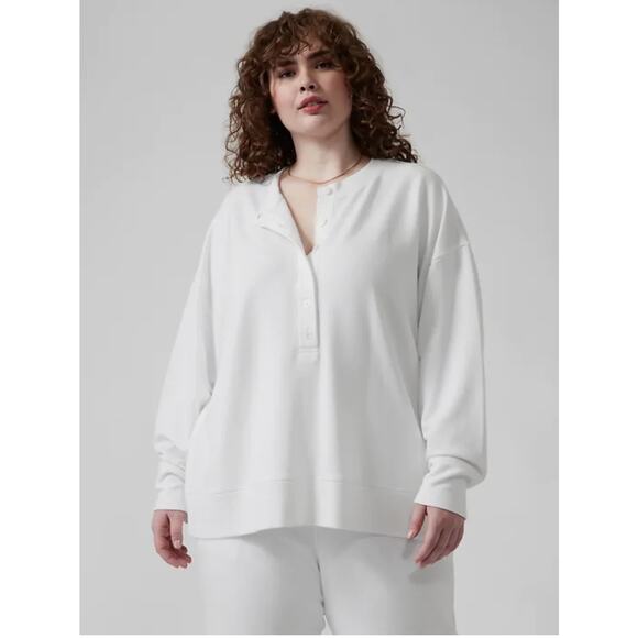 ATHLETA BRIGHT WHITE LONG SLEEVE BALANCE HENLEY SWEATSHIRT Sz SP - Picture 1 of 12